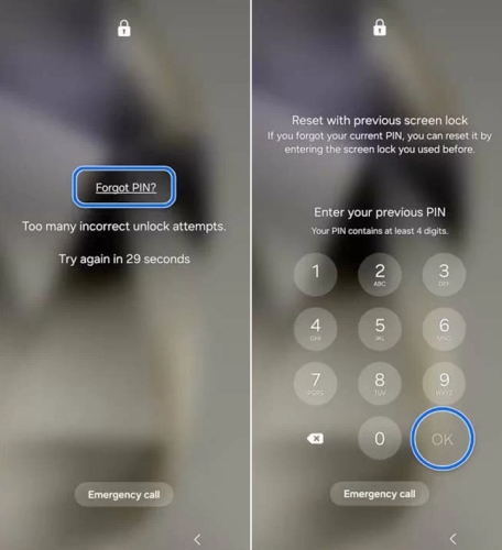 forgot pin android