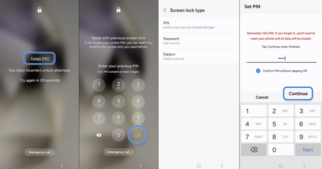 unlock samsung phone pattern lock via previous lock
