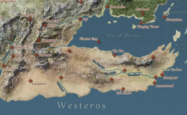 game of thrones map dorne