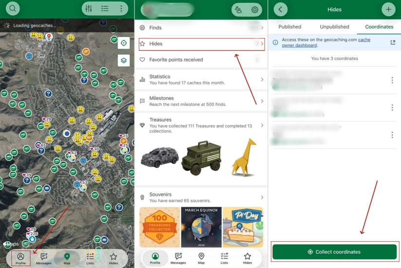 geocaching app hides