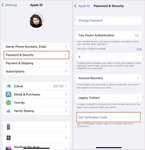 get verification code on iphone