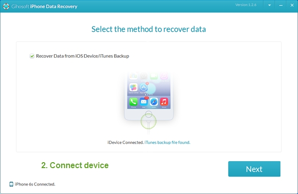 gihosoft iphone data recovery connect device