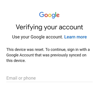 google frp lock screen