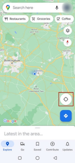 google maps relocate location icon