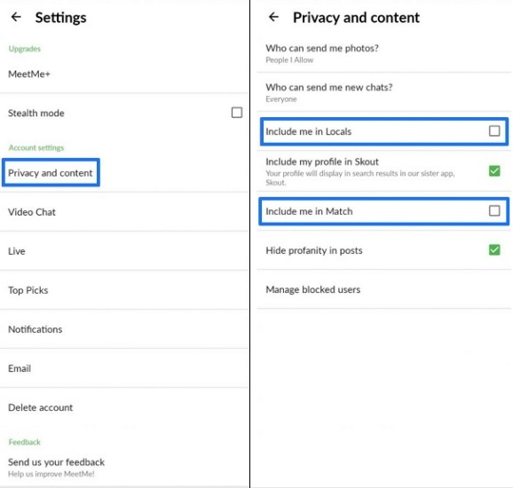 hide location on meetme