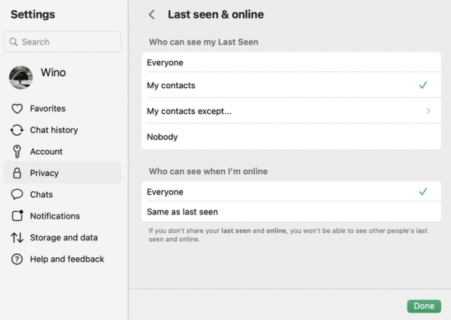 hide whatsapp last seen on mac