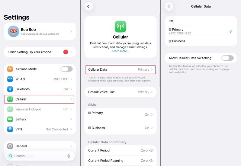 how to enable cellular data on iphone