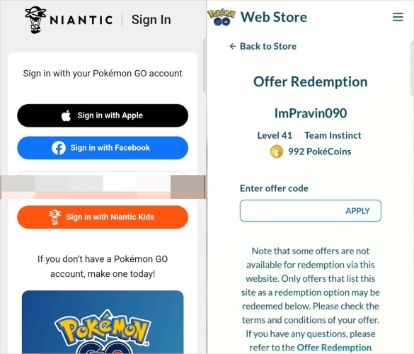 how to redeem pokemon go codes website