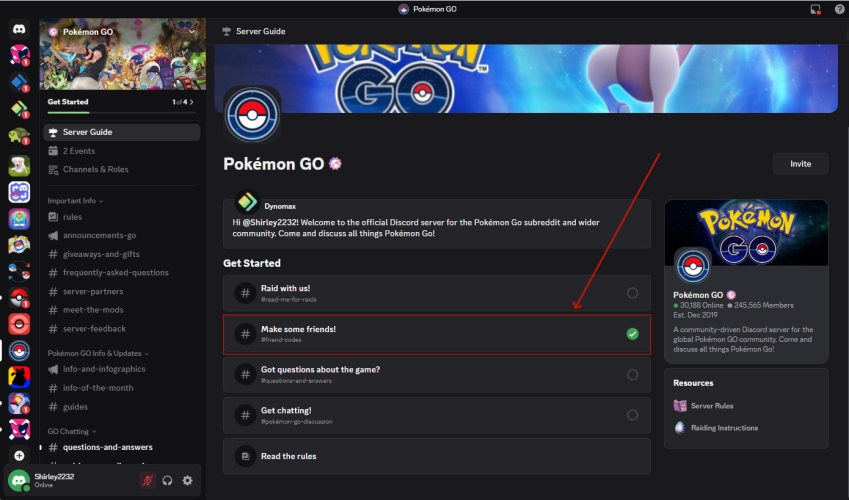 how to use pokemon go friends discord server