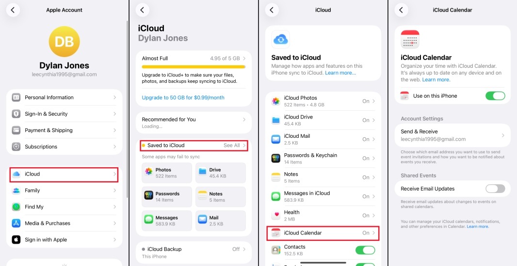 refresh icloud calendar sync on iphone