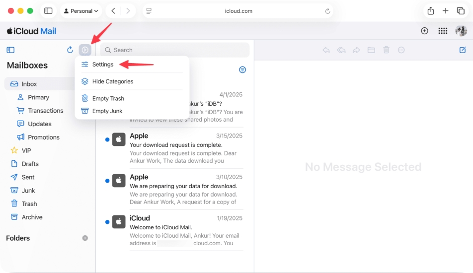 find icloud email address on web
