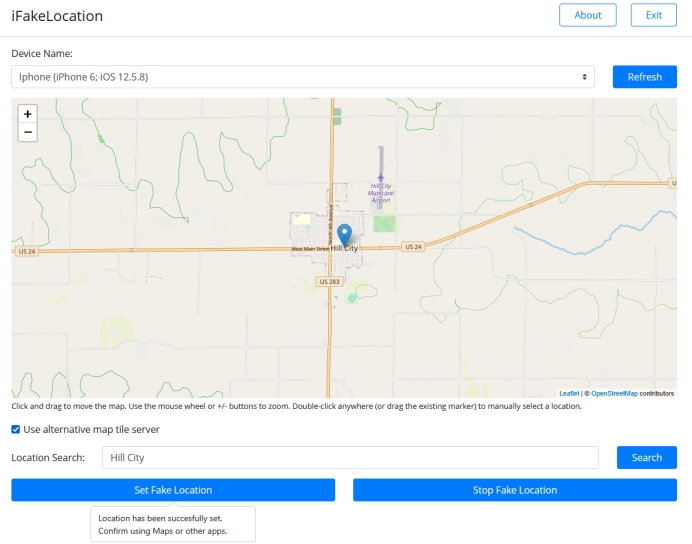 ifakelocation set fake location