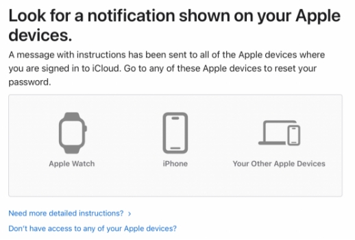 iforgot apple com reset password message