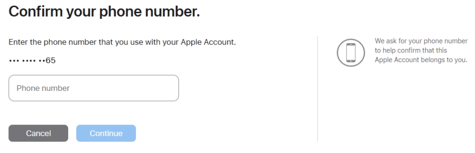 enter phone number at iforgot.apple.com