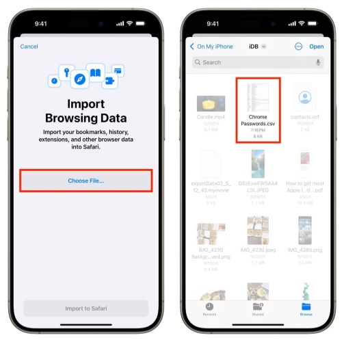 import passwords from chrome to safari
