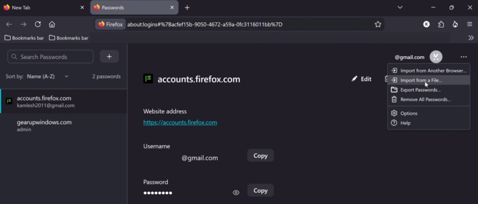 import passwords to firefox on desktop