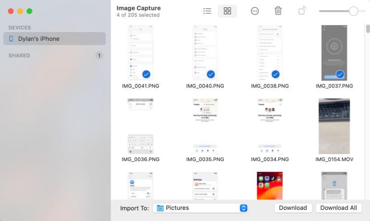 import photos from iphone to mac via image capture