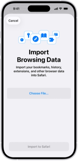 import safari date to iphone