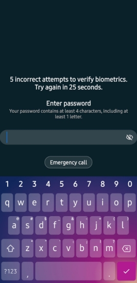 incorrect attempts to verify samsung