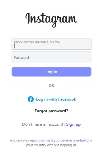 log in to instagram via facebook