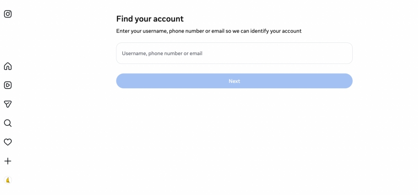 reset instagram password on web