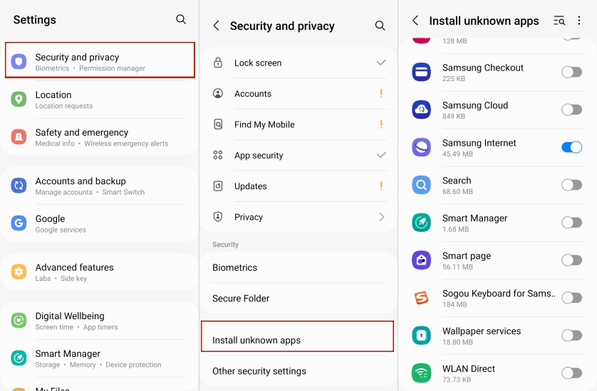 install unknown app android