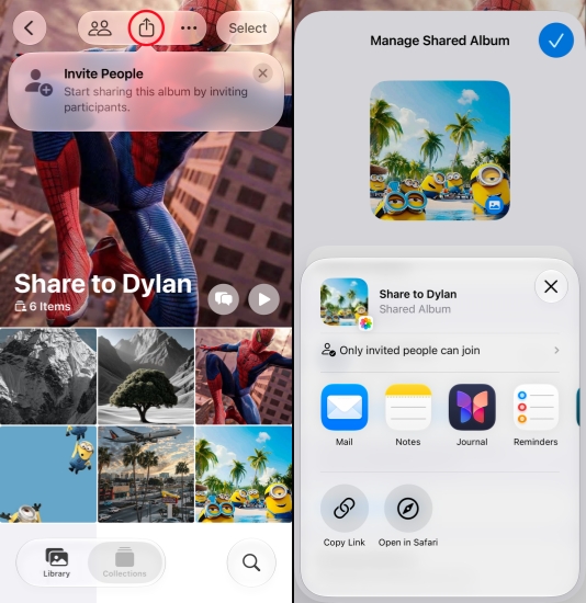 invite people to join shared album