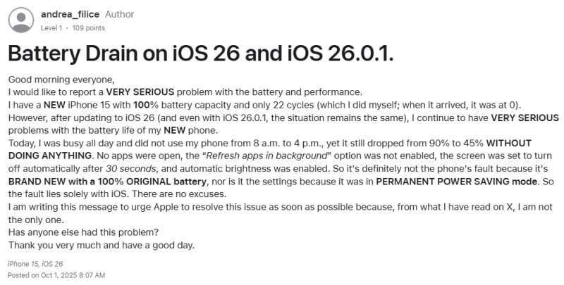 ios 26 battery drain