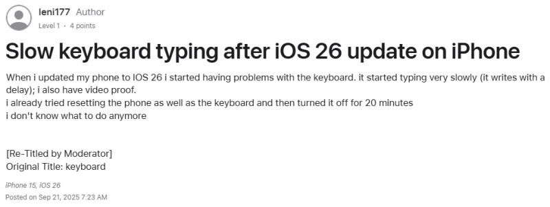 ios 26 keyboard lag