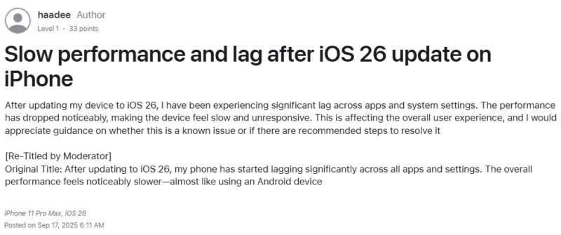 ios 26 lag