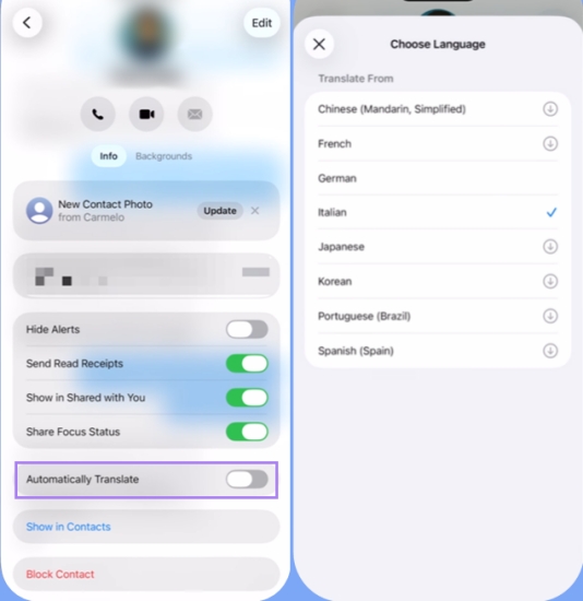 ios 26 live translation in messages