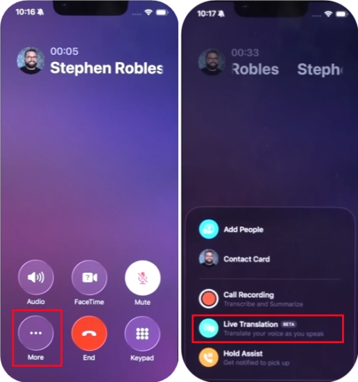 ios 26 live translation in phone calls