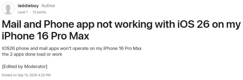 ios 26 mail not working
