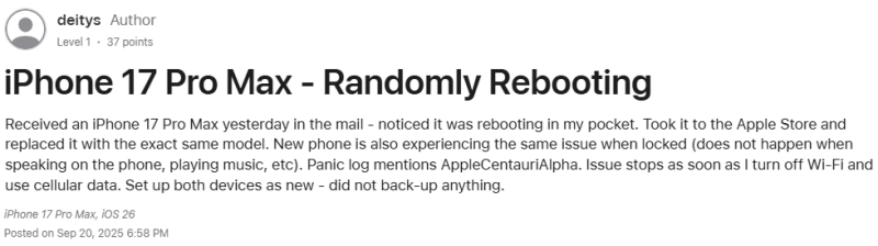 ios 26 radom reboot