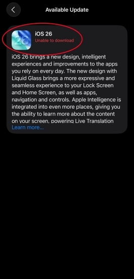 iphone unable to install update