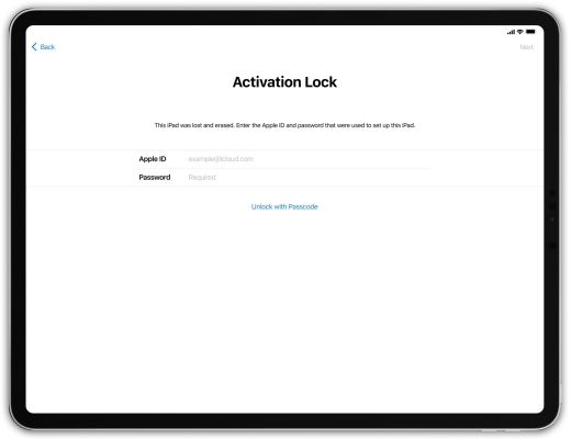 ipad activation lock screen