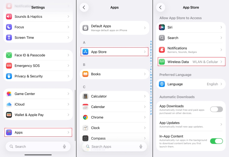 check iphone app store settings