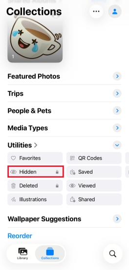 check disappeared photos in hidden album on iphone