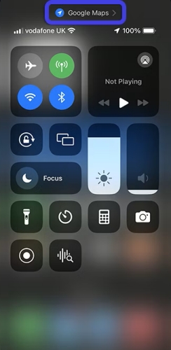 iphone location icon control center
