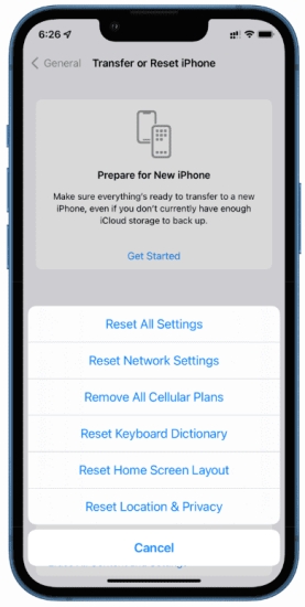iphone reset