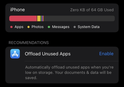 iphone storage not displaying properly