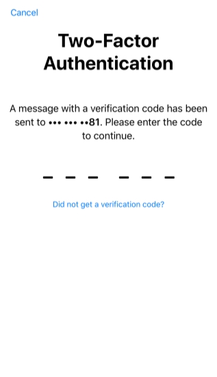 didn't get a code for apple id on iphone