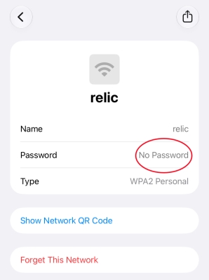 iphone wifi no password in passwords app
