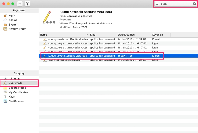 itunes backup password in keychain access