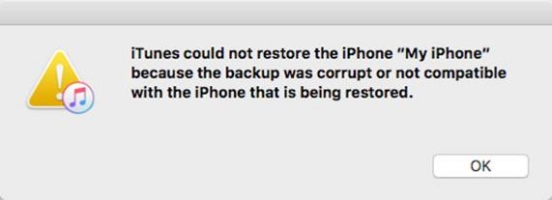 itunes cannot restore backup
