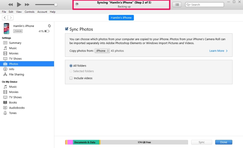 itunes sync photos to iphone