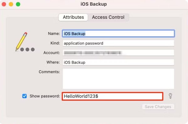itunes backup password in keychain access