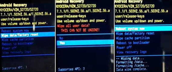 kyocera flip phone wipe data factory reset