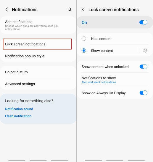 lock screen notifications