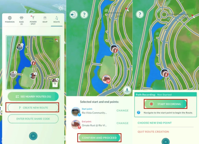 make a route pokemon go set points